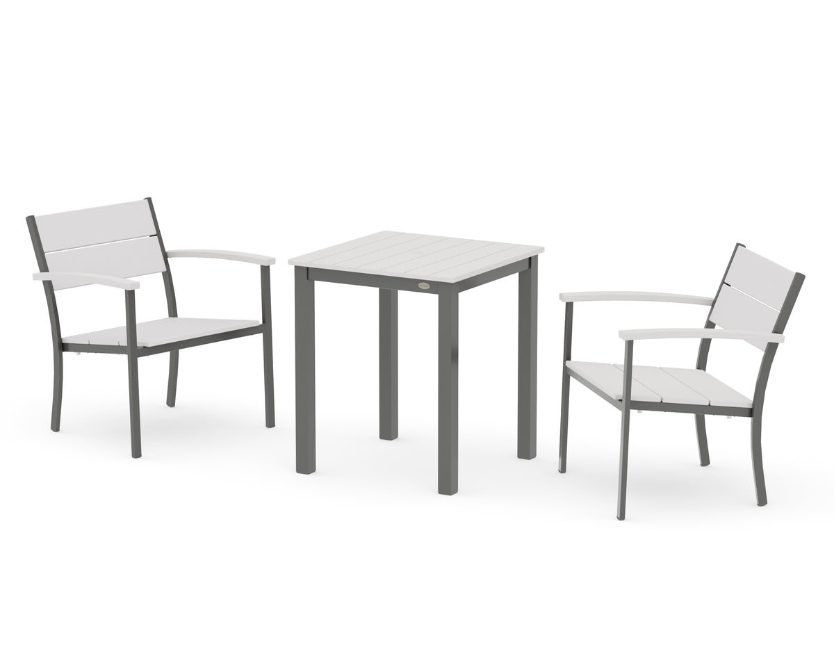 POLYWOOD Main Street 3-Piece Square Dining Set in Charcoal / Vintage White