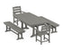 POLYWOOD Lakeside 5-Piece Dining Set with Trestle Legs - 38" x 73" Table in Slate Grey