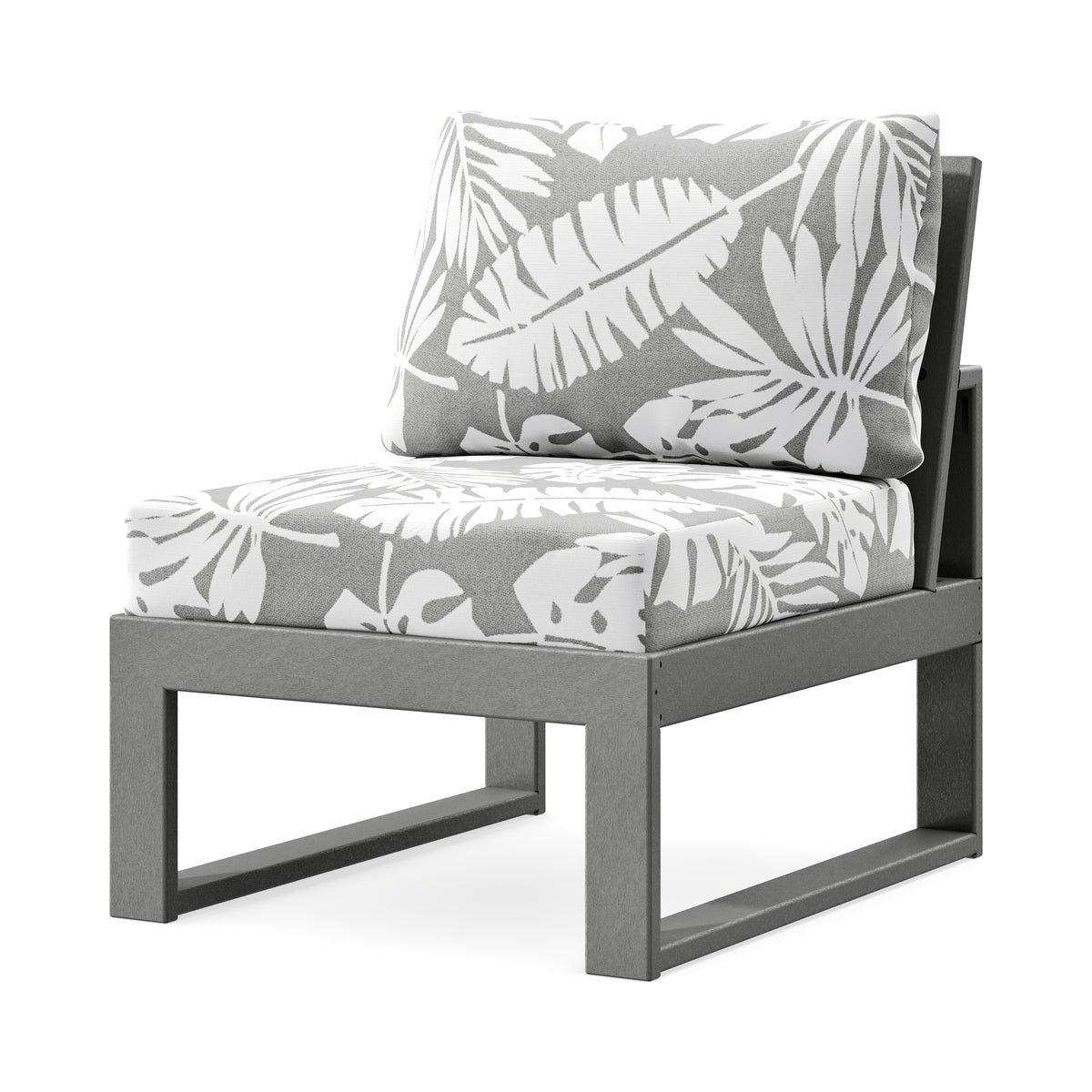 POLYWOOD Modular Armless Chair in Slate Grey / Leaf Grey Mist
