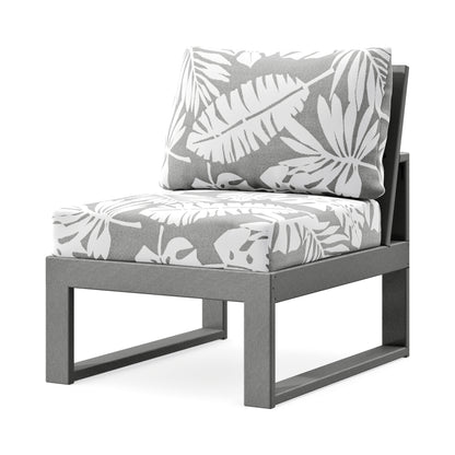 POLYWOOD Modular Armless Chair in Slate Grey / Leaf Grey Mist