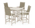 POLYWOOD Coastal Woven High-Back 5-Piece Bar Set with Trestle Legs in Sand / Dune Grass