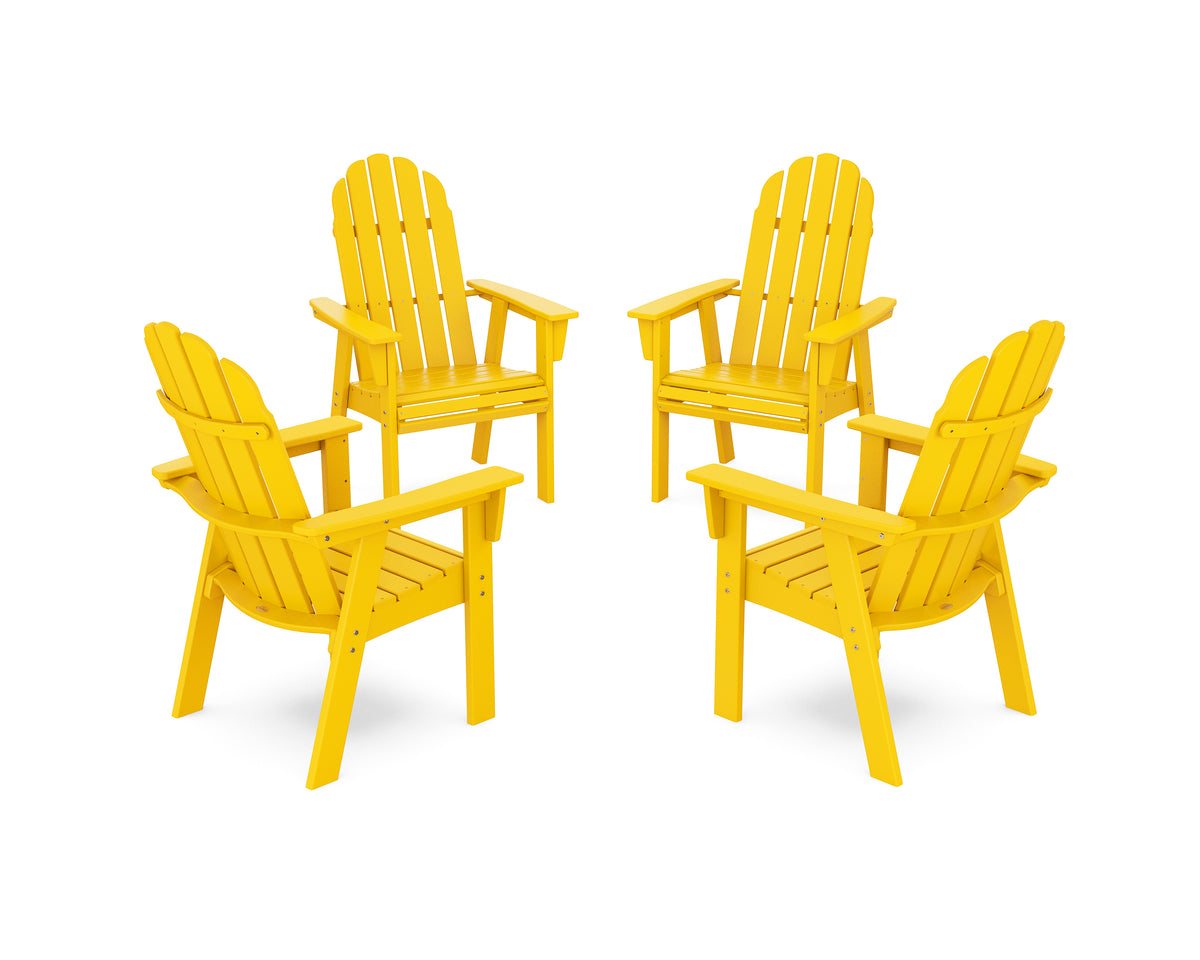 POLYWOOD Vineyard 4-Piece Curveback Upright Adirondack Conversation Set in Lemon