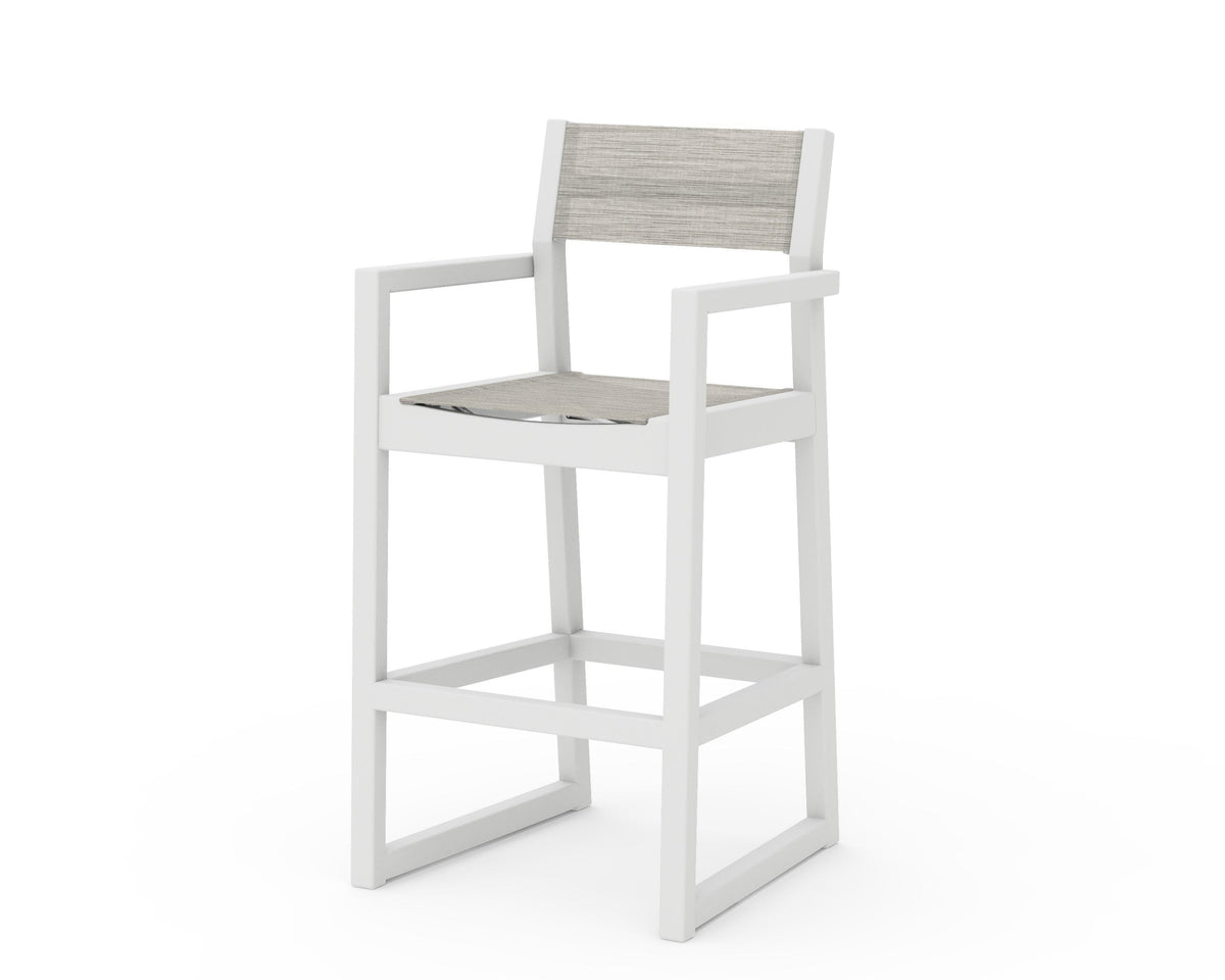 POLYWOOD EDGE Sling Bar Arm Chair in White / Birch
