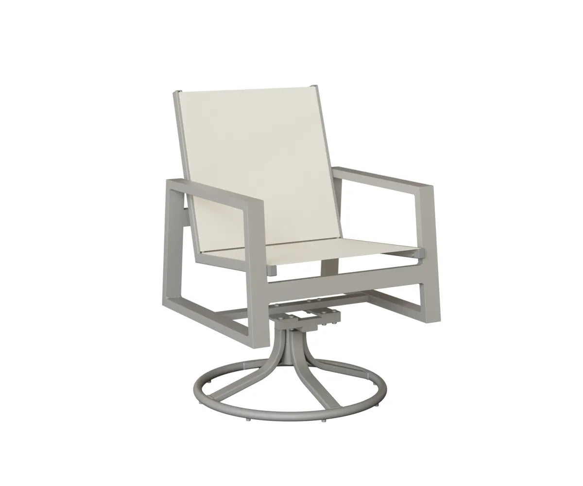 Berlin Gardens Vida Sling Swivel Rocker Dining Chair in Platinum Silver