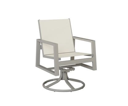 Berlin Gardens Vida Sling Swivel Rocker Dining Chair in Platinum Silver