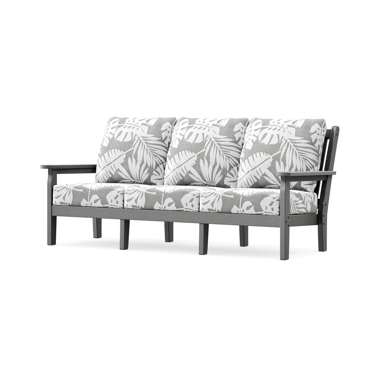 POLYWOOD Chippendale Deep Seating Sofa in Slate Grey / Leaf Grey Mist