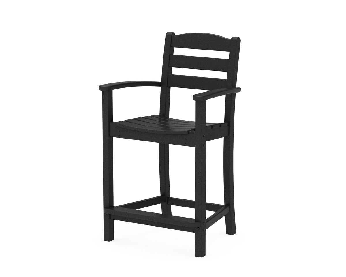POLYWOOD La Casa Café Counter Arm Chair in Black