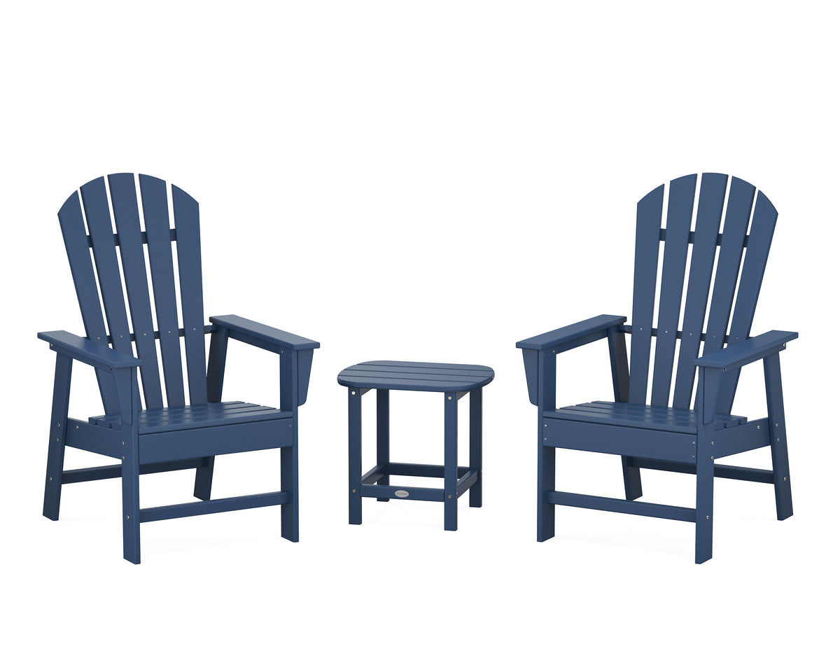 POLYWOOD South Beach Casual Chair 3-Piece Set with 18" South Beach Side Table in Navy