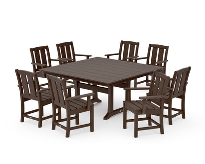 POLYWOOD Mission 9-Piece Square Farmhouse Dining Set with Trestle Legs in Kona