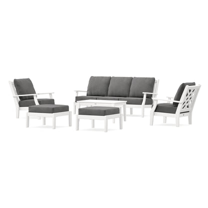 POLYWOOD Country Living Wovendale 6-Piece Lounge Sofa Set in Vintage White