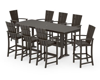 POLYWOOD Quattro Adirondack 9-Piece Bar Set with Trestle Legs in Vintage Coffee