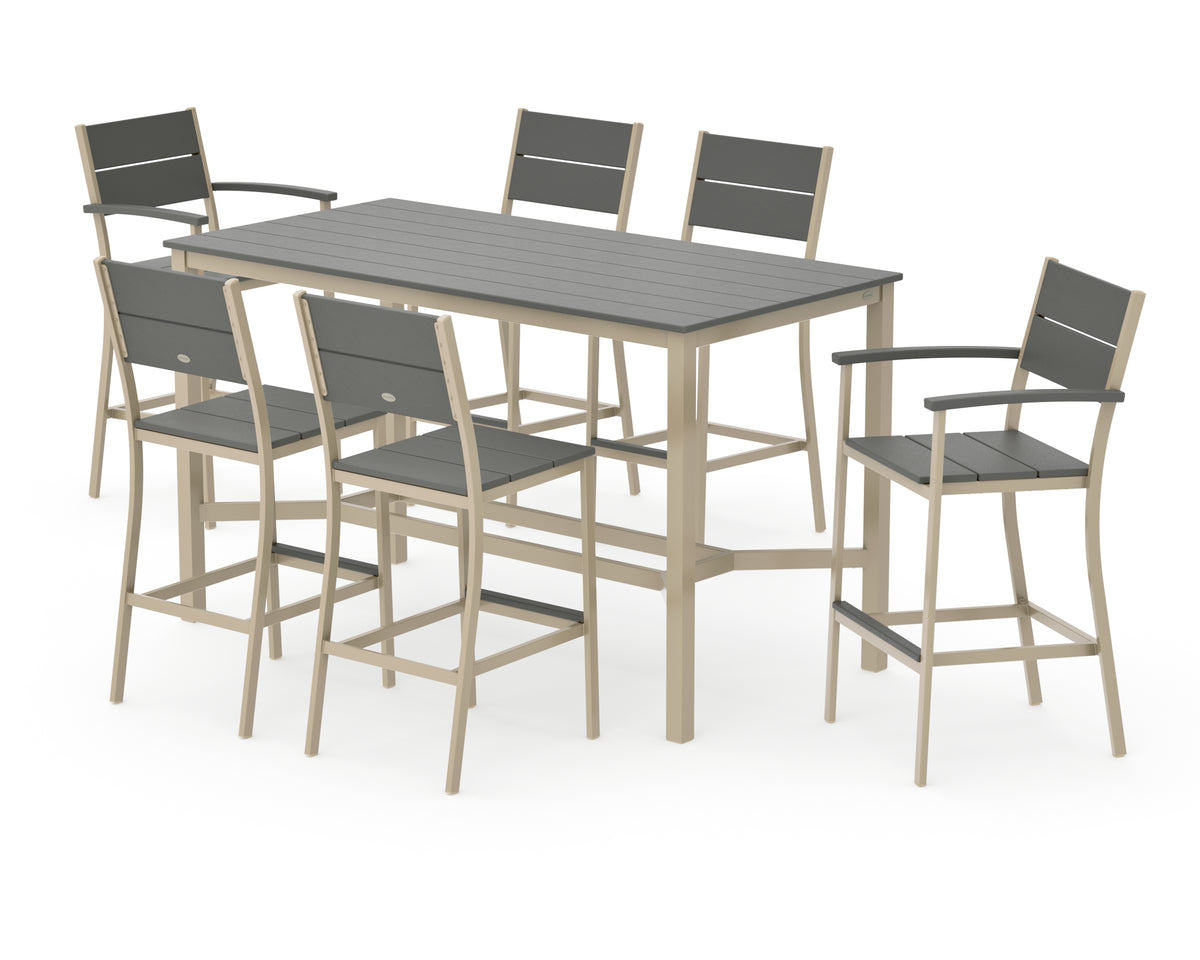 POLYWOOD Main Street 7-Piece Bar Set in Sand / Slate Grey