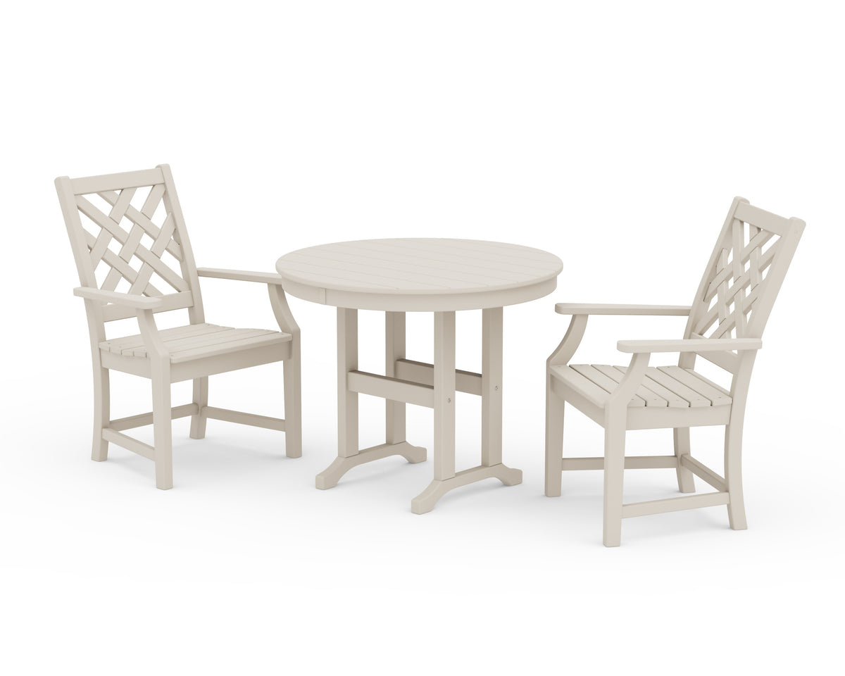 POLYWOOD Wovendale 3-Piece Farmhouse Dining Set in Sand