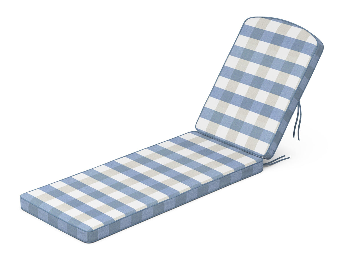 POLYWOOD Chinoiserie Chaise Cushion in Buffalo Plaid Sky Blue