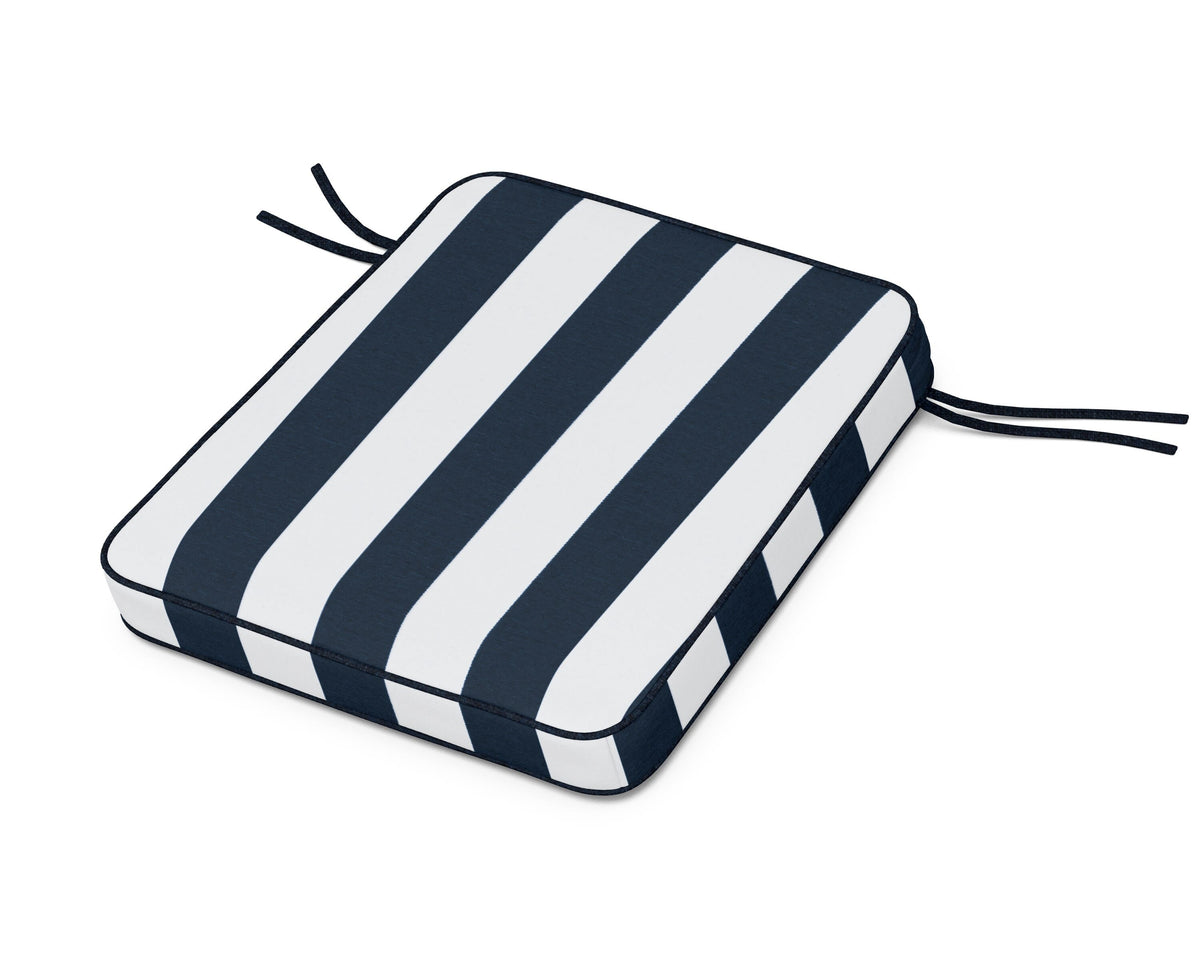 POLYWOOD Chinoiserie Rocker Seat Cushion in Cabana Stripe Marine Indigo