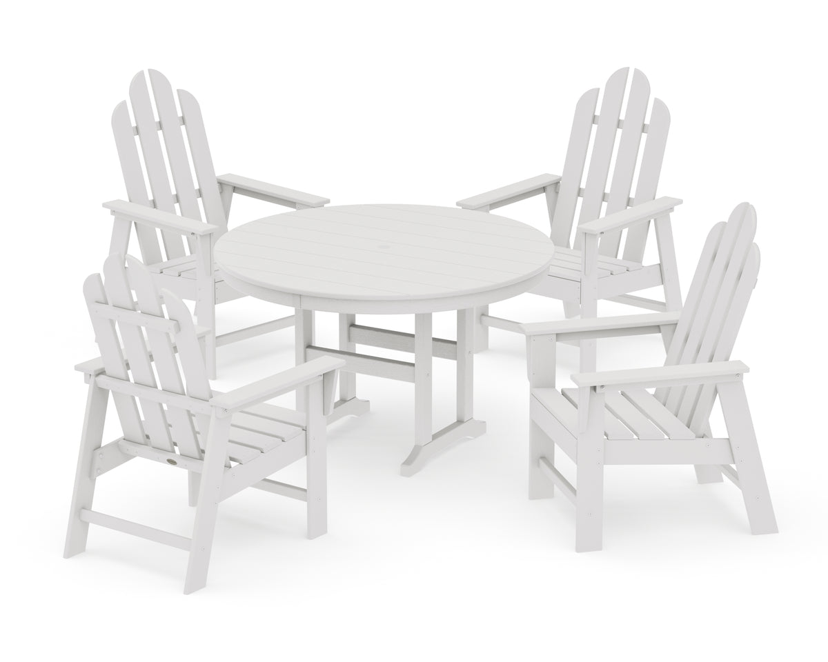 POLYWOOD Long Island 5-Piece Round Farmhouse Dining Set in Vintage White