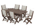 POLYWOOD Coastal Folding Arm Chair 7-Piece Farmhouse Dining Set with Trestle Legs in Mahogany / Birch