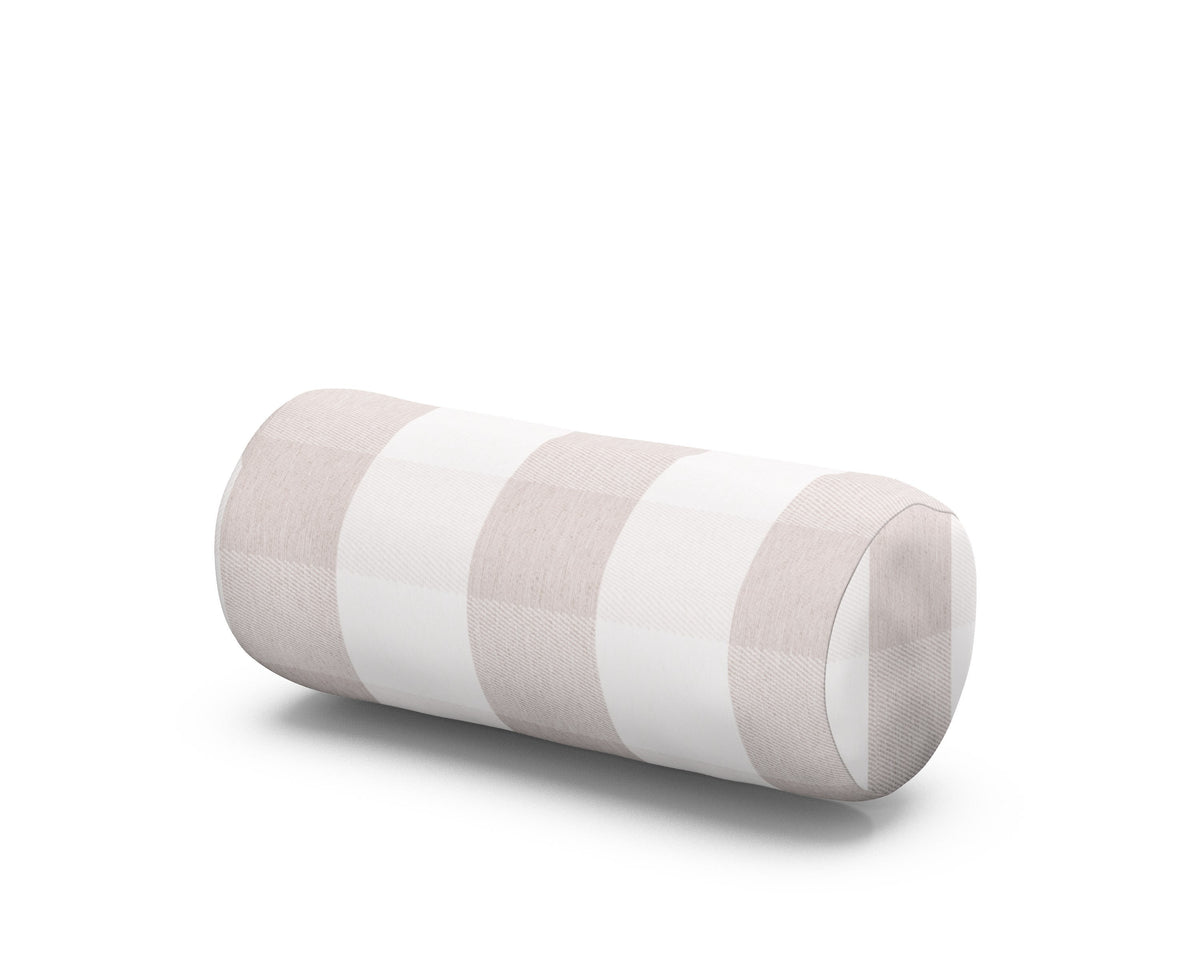POLYWOOD Outdoor Bolster Pillow in Buffalo Plaid Dune Burlap