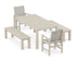 POLYWOOD Coastal 5-Piece Parsons Dining Set with Benches in Sand / Birch