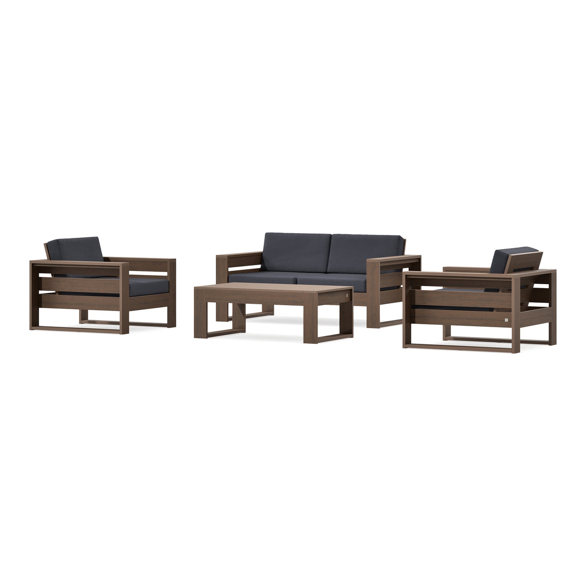 POLYWOOD PW Designer Series Latitude 4-Piece Lounge Loveseat Set in Kona / Midnight Linen