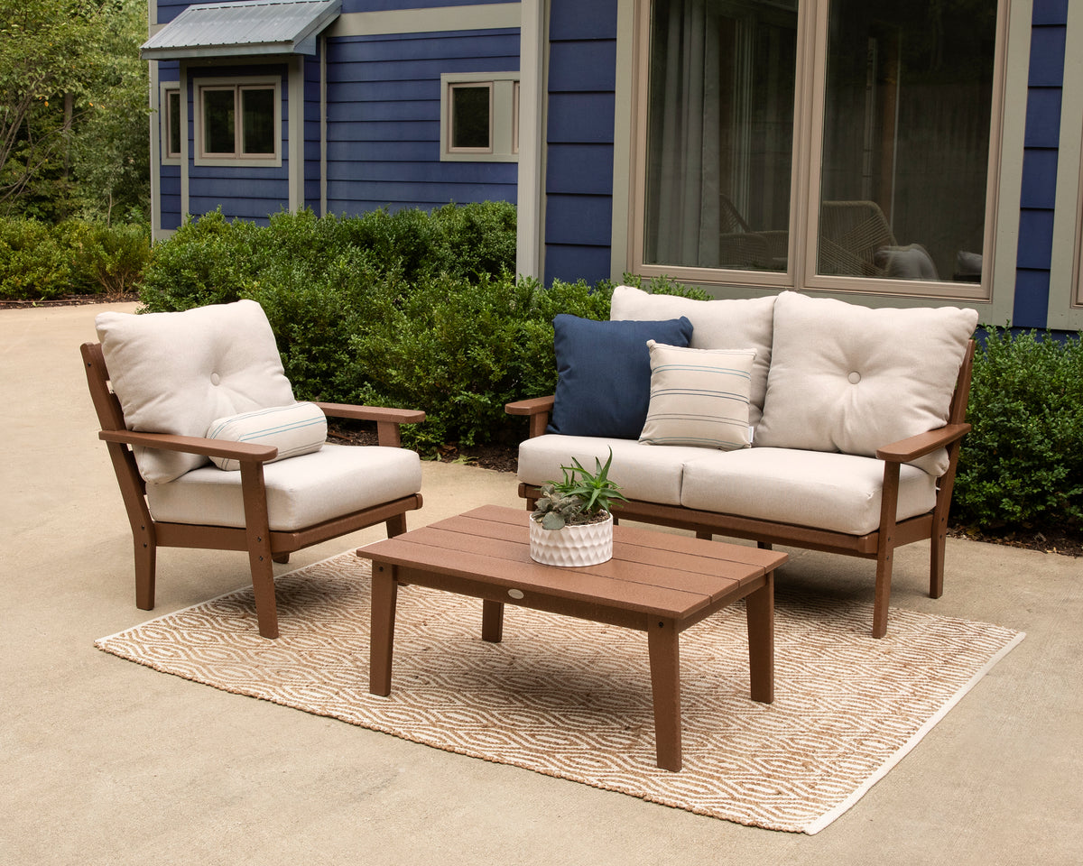 POLYWOOD Lakeside Coffee Table in Teak in an outdoor setting