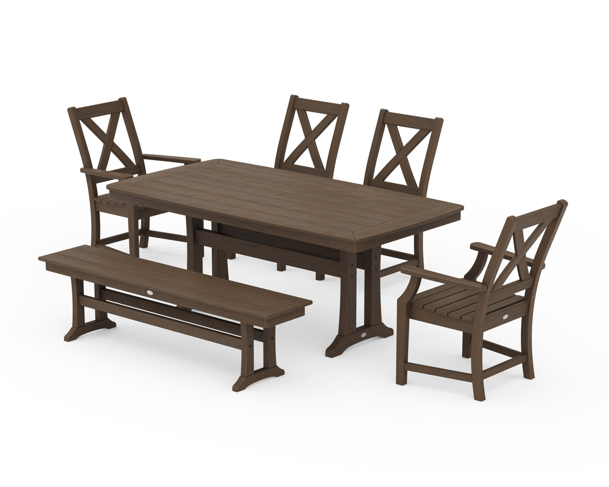 POLYWOOD Braxton 6-Piece Dining Set with Trestle Legs in Kona