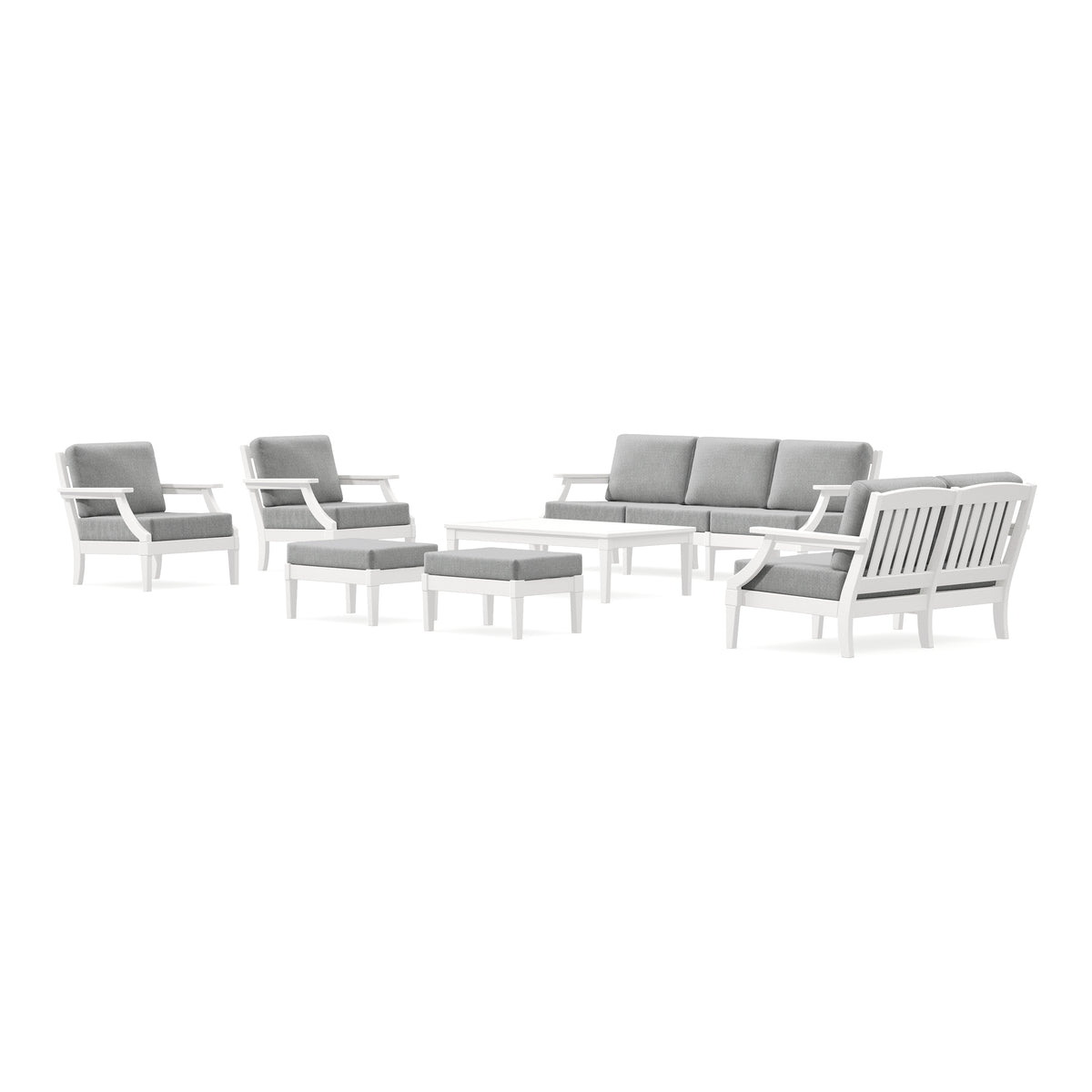 POLYWOOD PW Designer Series Estate 7-Piece Lounge Sofa Set in Vintage White / Grey Mist