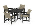 POLYWOOD Coastal Woven 5-Piece Farmhouse Dining Set in Black / Dune Grass