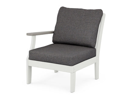 POLYWOOD Braxton Modular Left Arm Chair in White / Driftwood / Ash Charcoal