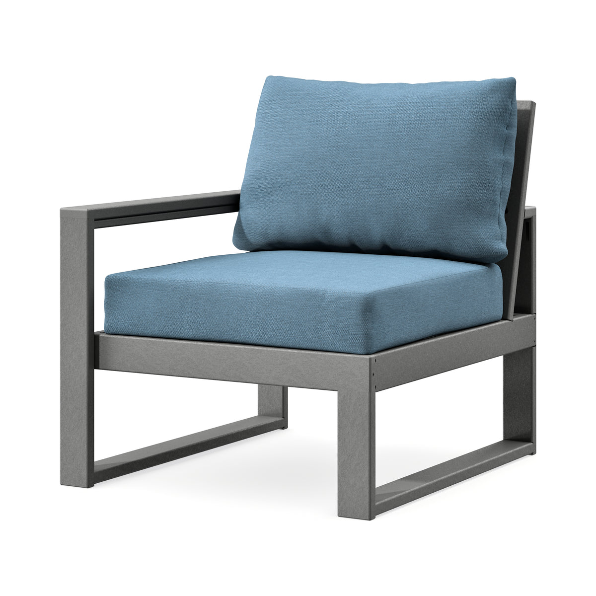 POLYWOOD EDGE Modular Left Arm Chair in Slate Grey / Sky Blue