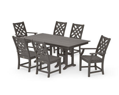 POLYWOOD Wovendale 7-Piece Farmhouse Dining Set in Driftwood