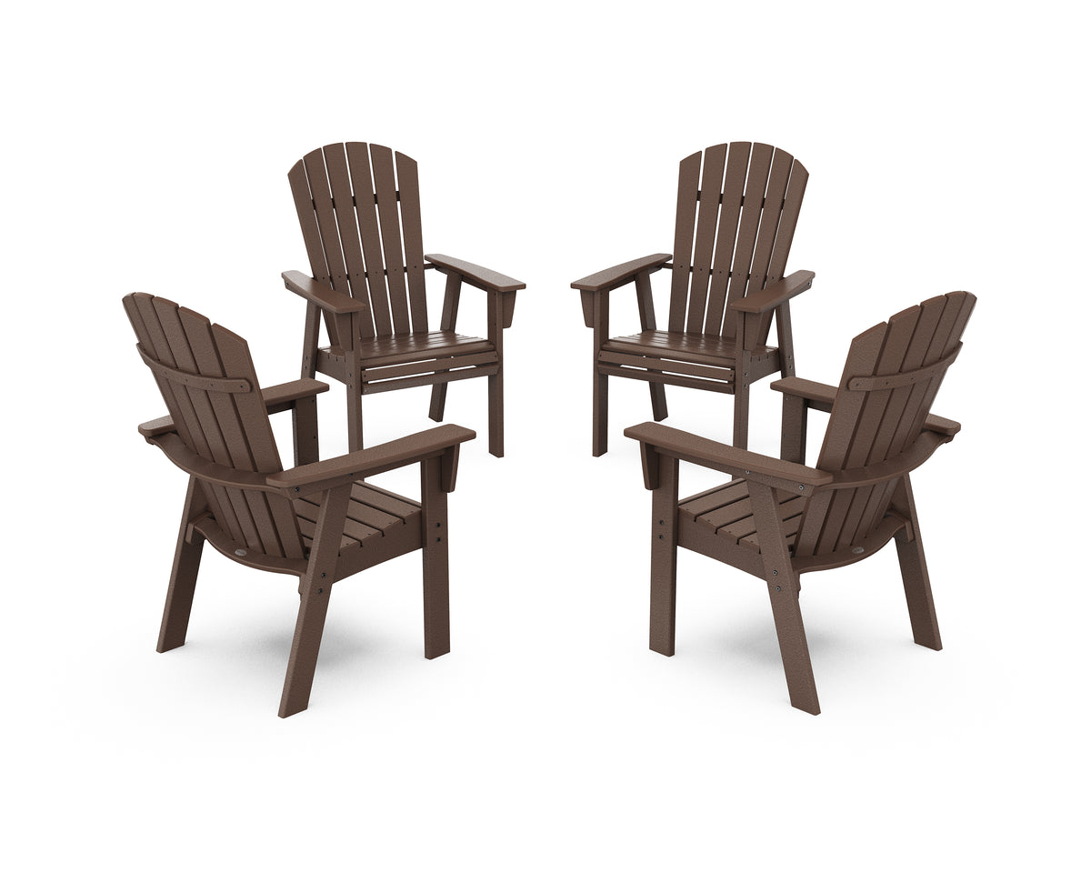 POLYWOOD Nautical 4-Piece Curveback Upright Adirondack Conversation Set in Mahogany