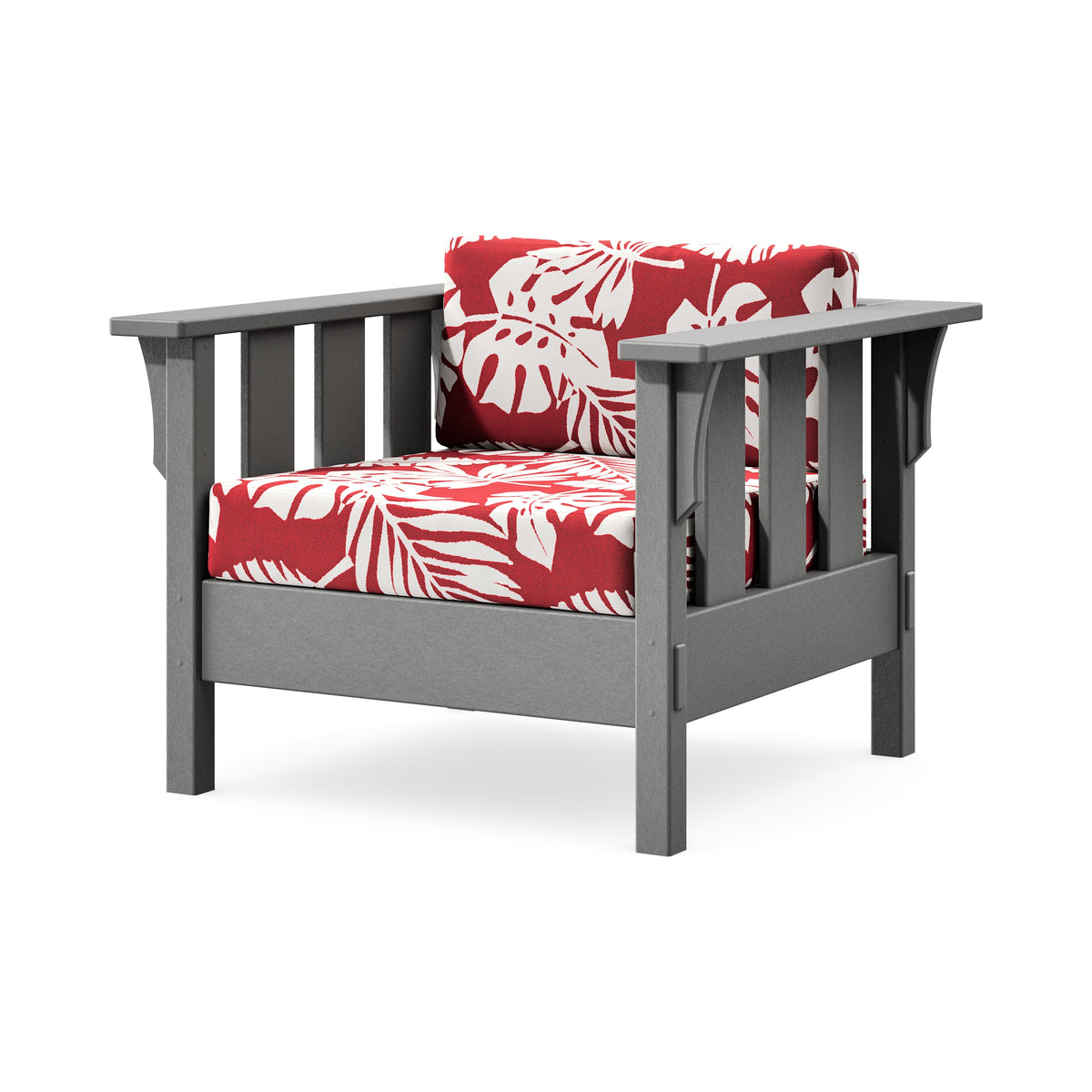 POLYWOOD Acadia Deep Seating Chair in Slate Grey / Leaf Crimson