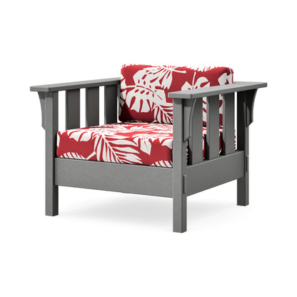 POLYWOOD Acadia Deep Seating Chair in Slate Grey / Leaf Crimson