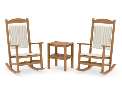 POLYWOOD Presidential Woven Rocker 3-Piece Set in Natural / White Loom