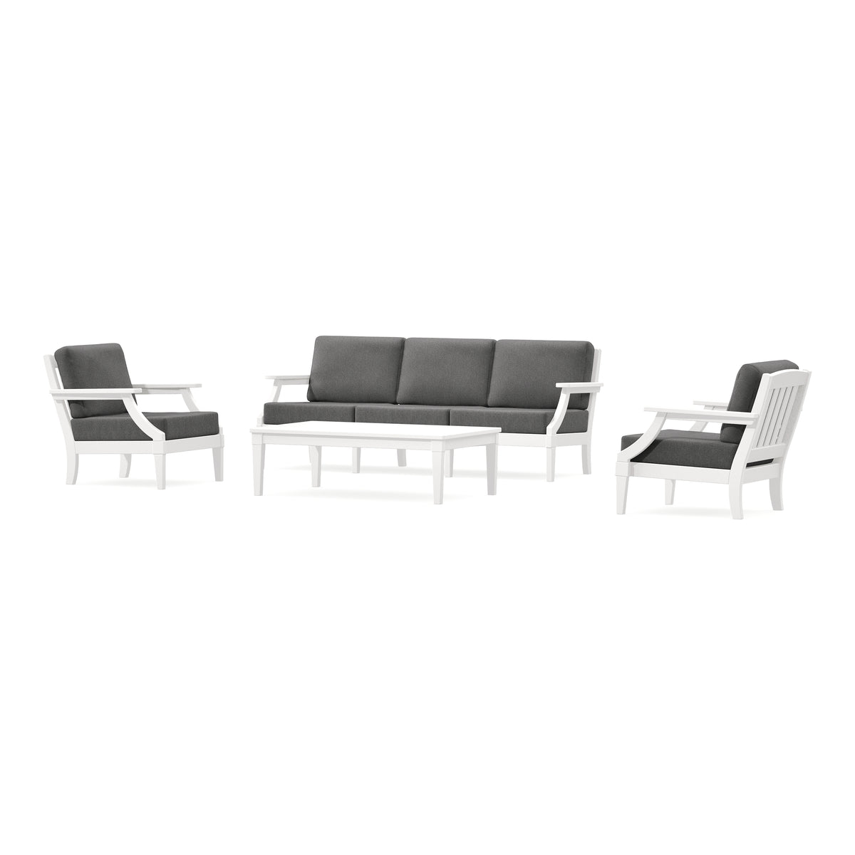 POLYWOOD PW Designer Series Estate 4-Piece Lounge Sofa Set in Vintage White / Ash Charcoal