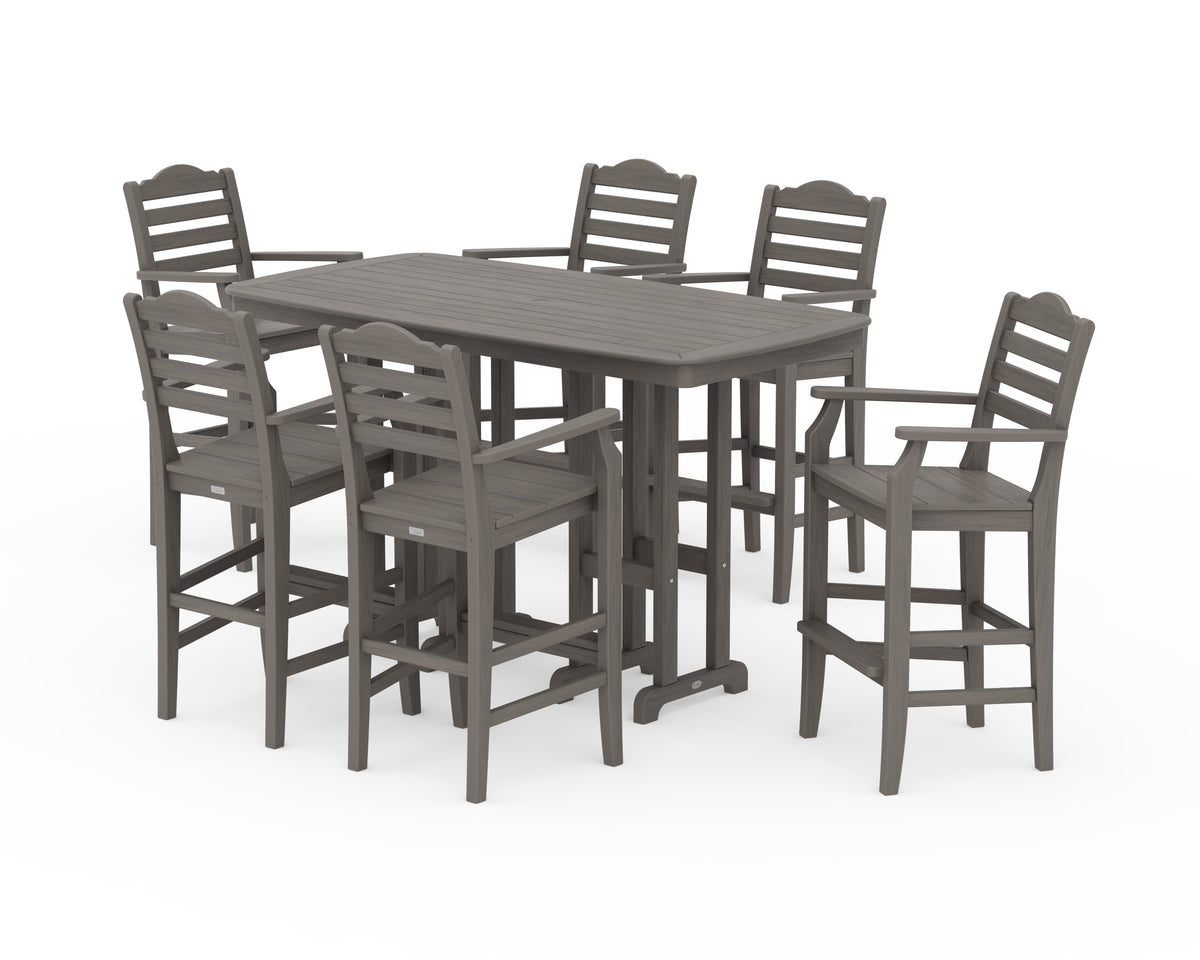POLYWOOD Savannah Arm Chair 7-Piece Bar Set in Driftwood