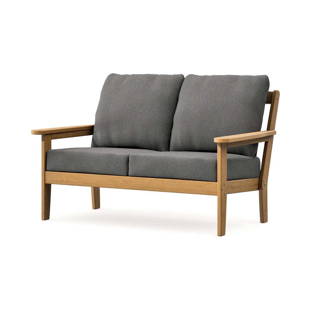 POLYWOOD Cottage Deep Seating Loveseat in Natural / Ash Charcoal