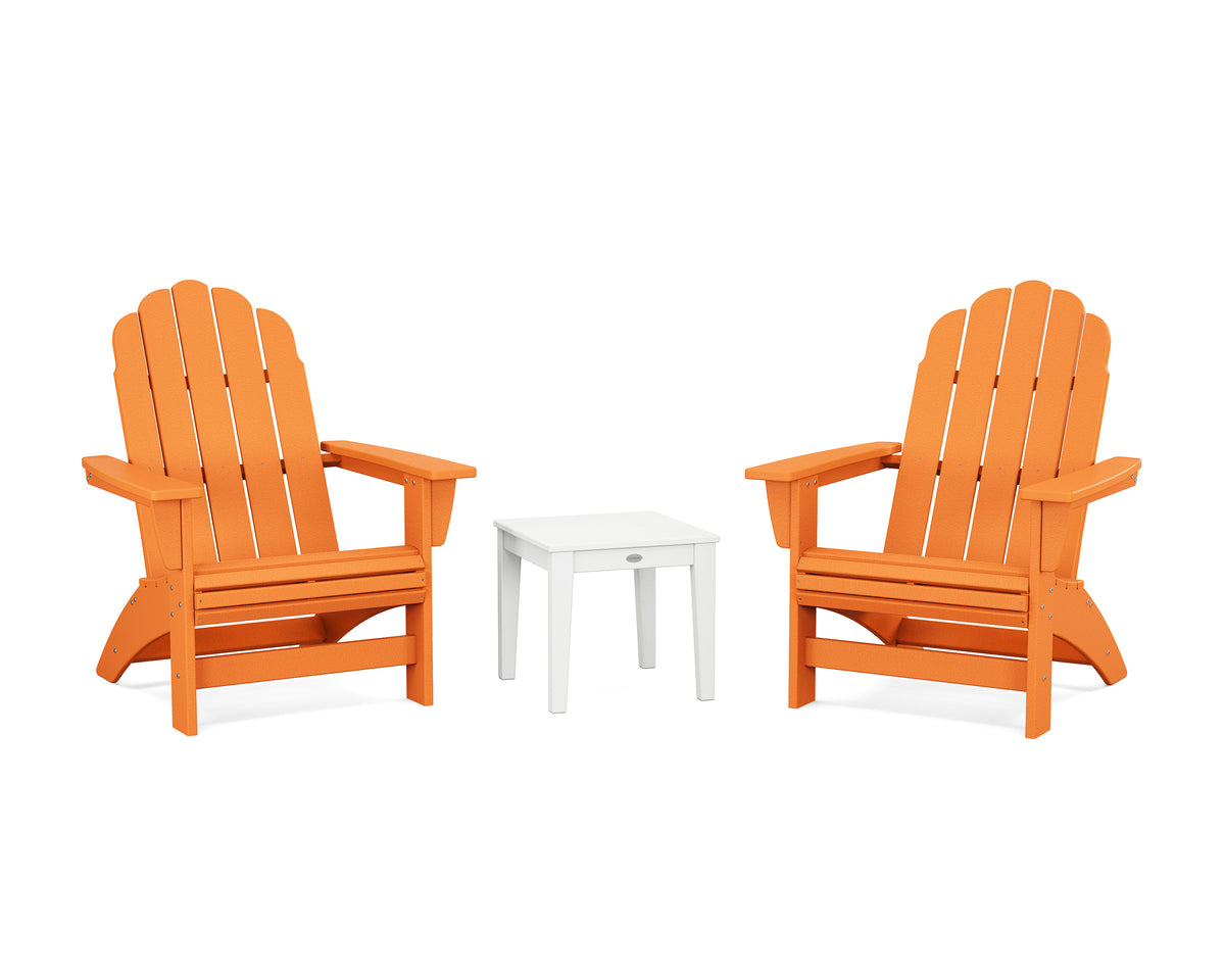 POLYWOOD 3-Piece Vineyard Grand Adirondack Set in Tangerine / White