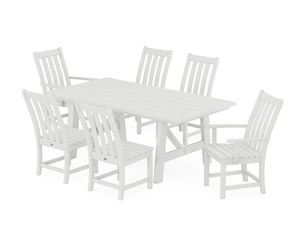 POLYWOOD Vineyard 7-Piece Rustic Farmhouse Dining Set in White