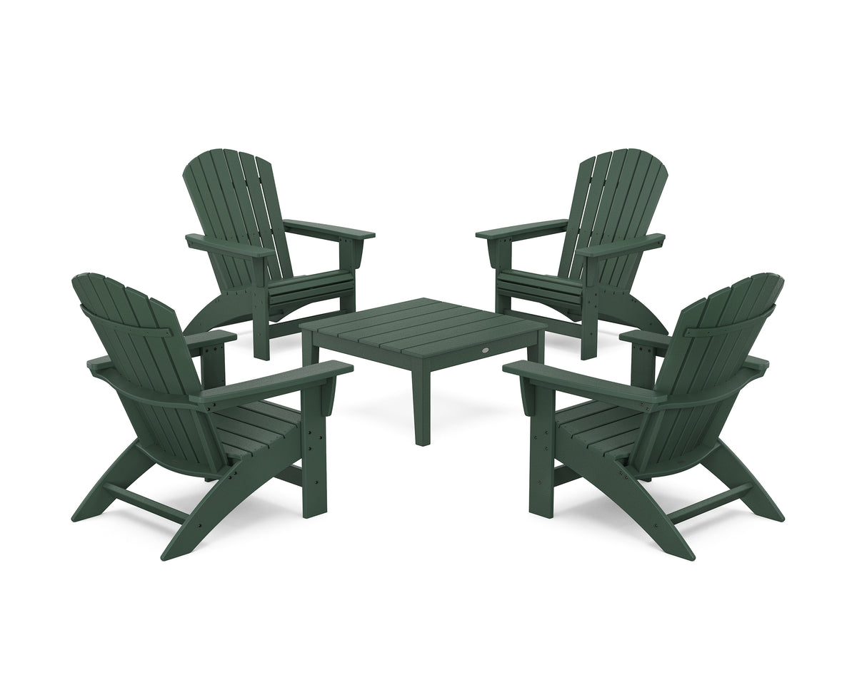 POLYWOOD 5-Piece Nautical Grand Adirondack Chair Conversation Group in Green