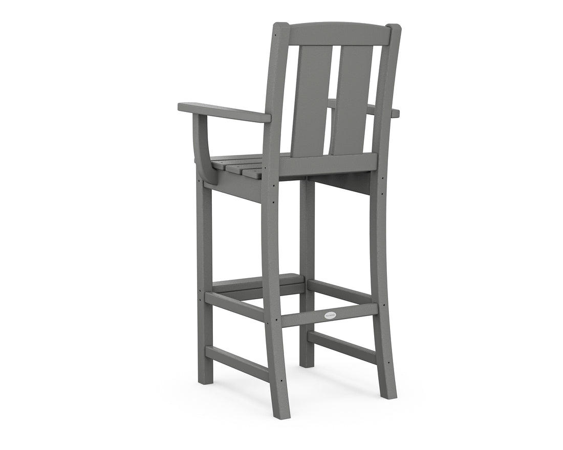 Angled view of the POLYWOOD Mission Bar Arm Chair in Slate Grey