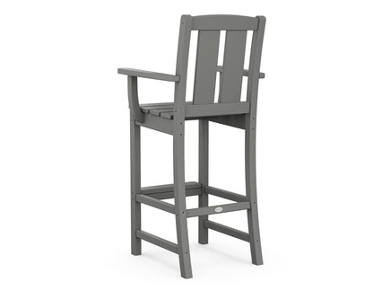 Angled view of the POLYWOOD Mission Bar Arm Chair in Slate Grey