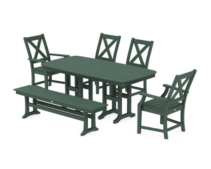 POLYWOOD Braxton 6-Piece Dining Set with Bench - 37" x 72" Table in Green