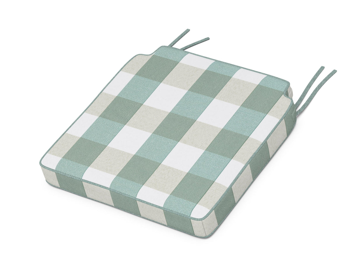 POLYWOOD Acadia Dining Side Seat Cushion in Buffalo Plaid Glacier Spa