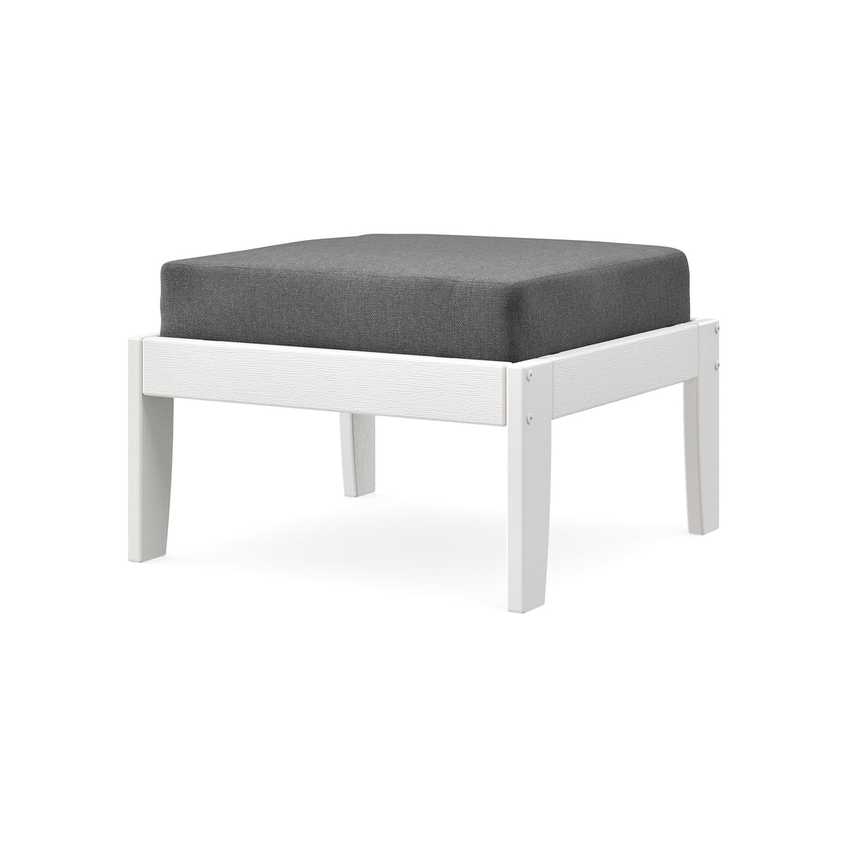 POLYWOOD Modular Ottoman - Classic in Vintage White / Ash Charcoal