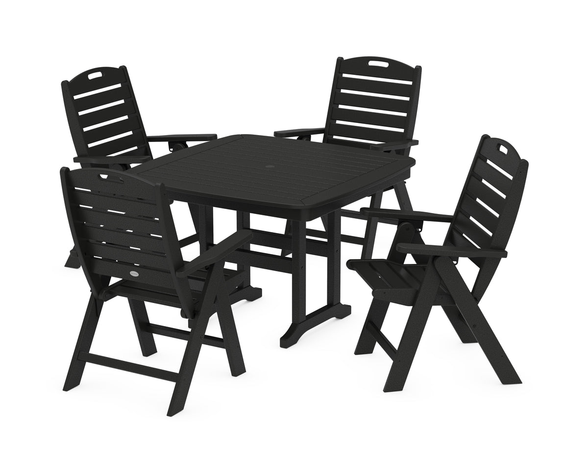 POLYWOOD Nautical Highback Chair 5-Piece Dining Set in Black