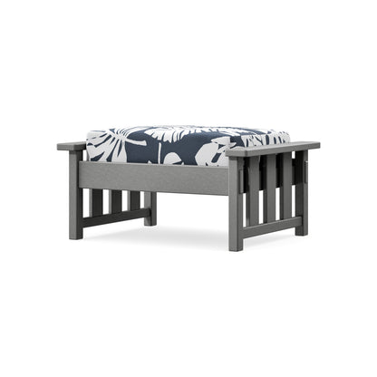 POLYWOOD Acadia Deep Seating Ottoman in Slate Grey / Leaf Marine Indigo