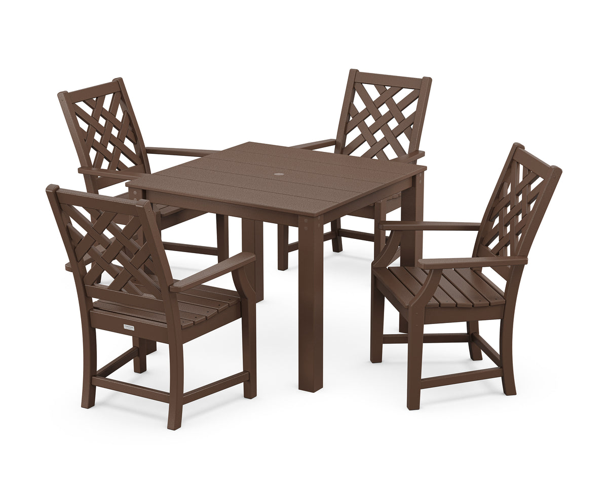 POLYWOOD Wovendale 5-Piece Parsons Dining Set in Mahogany