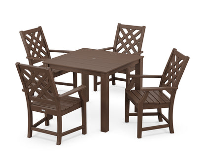 POLYWOOD Wovendale 5-Piece Parsons Dining Set in Mahogany